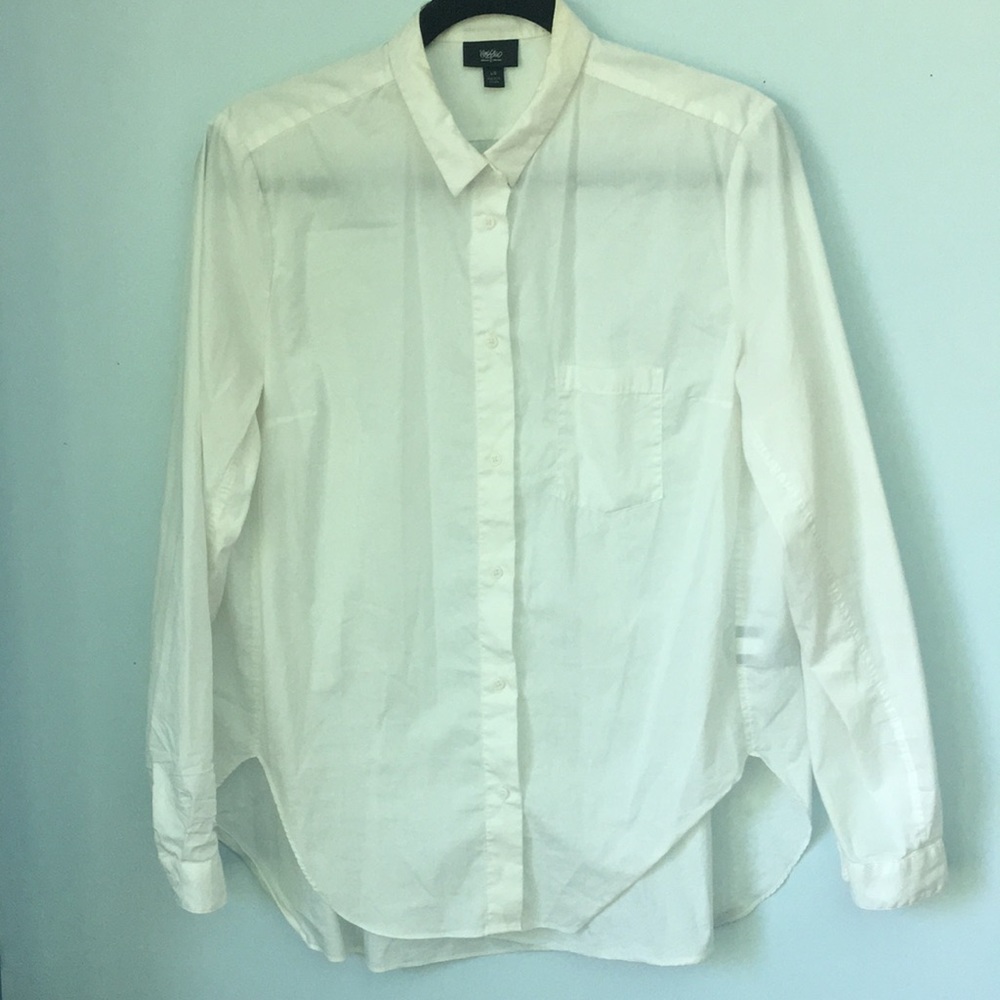 Mossimo L White Button Down Lightweight Shirt